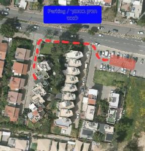 a map of a parking lot with houses and a street at יחידת דיור (חדר וחצי) - גינה פרטית, חנייה חופשית ! in Herzliya