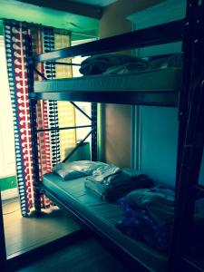 a group of bunk beds in a room at Auberge Jeunesse La Belle Planete Backpackers Hostel in Quebec City