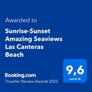 ラスパルマス・デ・グランカナリアにあるSunrise-Sunset Amazing Seaviews Las Canteras Beachの日の出の素晴らしい日没のスカベンジャーを撮影した携帯電話のスクリーンショット