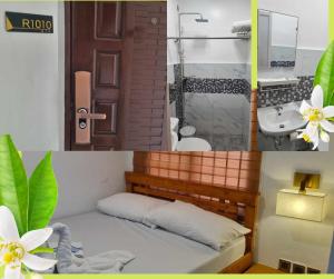 Habitación con cama y baño con lavabo. en BTH Traveller's Home, en Balanga