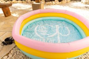 a small pool of water in a plastic tub at Nakijin Lodge ぺんさじょうやー in Nakijin