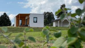 una casa en lo alto de un campo de hierba en W Kręgu Natury, 