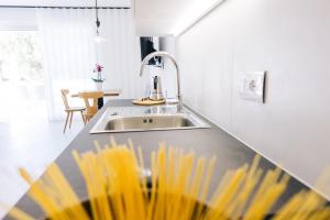 una cucina con lavandino e piano di lavoro di Residence Martinelli a Laives