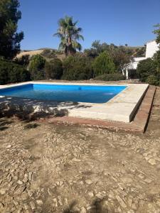 ein Schwimmbad in der Mitte eines Gartens in der Unterkunft Rancho Burruelo in Algodonales