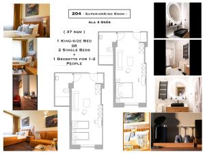 a collage of photos of a living room at MARIENSZTAT 8 Apartments in Warsaw