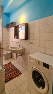 a bathroom with a washing machine and a sink at La Pinetina in Ancona +16 photos