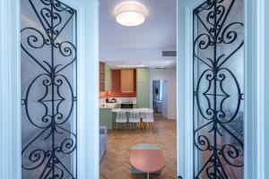 a view of a kitchen through a door at Casa Navarino by Immobilis in Nafplio