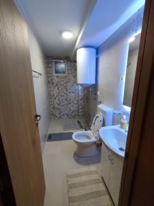bagno con servizi igienici e lavandino di MP Apartman a Soko Banja