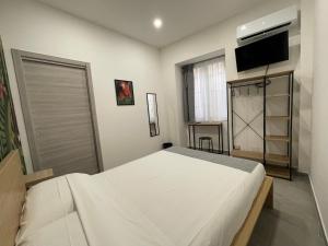 a bedroom with a bed and a flat screen tv at IL VICOLO DI PAOLA in Catania