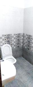 La salle de bains est pourvue de toilettes et d'un lavabo. dans l'établissement SHREE ATITHI HIGHWAY HOTEL, à Ābu Road