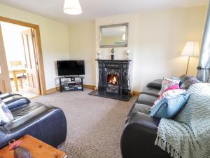 a living room with a couch and a fireplace at Kincasslagh in Gortnasate