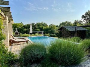 una piscina en medio de un patio en Villa Kontesici 14, en Zelena Laguna