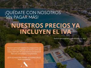 un cartel para el nissos ricos viva island hotel en Techos Azules en Taganga