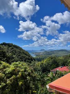 a view of the ocean from a house at STUDIO VUE ROCHER DU DIAMANT in Le Marin