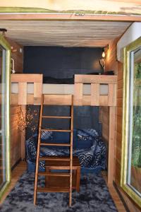 a bunk bed with a ladder in a room at La cabane aux écureuils in Philippeville