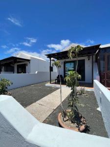 a plant in a pot in front of a house at CASA MESANA Nuevo cama King size en playa con AIRE ACONDICIONADO in Playa Honda +13 photos