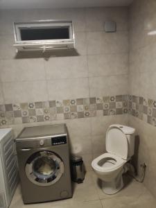 La salle de bains est pourvue d'un lave-linge et de toilettes. dans l'établissement Melen, à Mestia