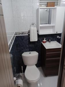 un piccolo bagno con un water e un lavandino di HABITACIÓN CON BAÑO PRIVADO EN SECTOR TURÍSTICO a Bogotá