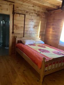 - une chambre avec un lit dans une cabane en bois dans l'établissement ORMAN AHŞAP EV, à Cayeli