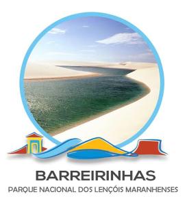 Pousada La Duna Lençóis Maranhenses في باريرينهاس: شعار للشاطئ مع صورة للمحيط