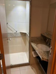 bagno con doccia e lavandino di Exclusiva Suíte Granja Brasil a Petrópolis