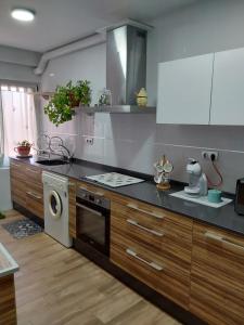 kuchnia z kuchenką i zmywarką do naczyń w obiekcie Piso turístico en el centro de Benavente w mieście Benavente