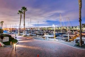 a marina with boats and palm trees and a harbor at Luxury Marina Unit 2 Bedrooms 2 Bathrooms in Los Angeles