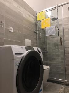 łazienka z pralką i toaletą w obiekcie Apartman Volare w mieście Vodnjan