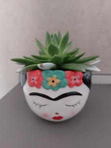 un jarrón con un macetero con una planta en él en A casa di Frida, en Lecce