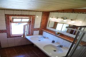 a bathroom with a sink and a mirror at NaturflairHaus in Königstein an der Elbe