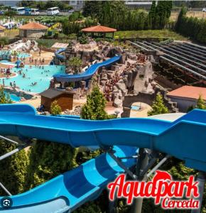 an aerial view of a water park with a water slide at Apartamentos Camino Inglés in Ordes