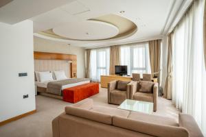 諾維薩德的住宿－加爾尼中心酒店，酒店客房设有一张沙发和一张床