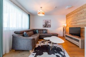 Televízia a/alebo spoločenská miestnosť v ubytovaní Appartement Pegasus Top 4