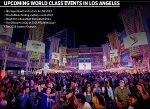 a crowd of people standing in a city at night at SoCal LA LUX on 3rd in Los Angeles