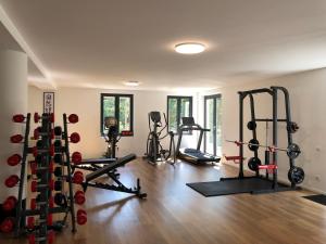 un gimnasio con diferentes tipos de equipamiento en una habitación en Aldeia Bianca Village, en Almenno San Salvatore