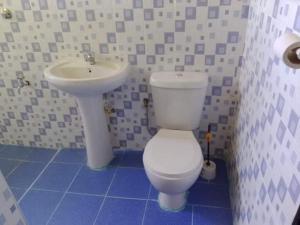 a bathroom with a toilet and a sink at Wooden Knee Cottages Nanyuki in Nanyuki