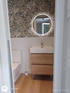 a bathroom with a sink and a mirror at LA CASA DE INVITADOS in Zaragoza