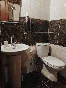 a bathroom with a toilet and a sink at Asya konak in Safranbolu