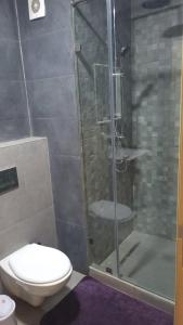 a bathroom with a shower and a toilet at Zenata Tower Ain Harrouda Mohemadia in Mohammedia