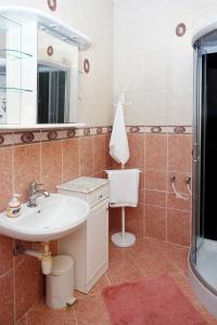 W łazience znajduje się umywalka, toaleta i prysznic. w obiekcie Kis Tisza fishing guest house w mieście Tiszaug
