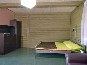 a room with a bed and a tv in it at Veluwe Retreat w Garden in Cisowo
