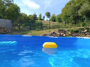 a yellow raft in a swimming pool at Chalupa u Martina in Vápenice