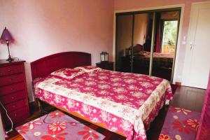 um quarto com uma cama, uma cómoda e um espelho em Cosy cocoon with terrace near the sea em Arcachon