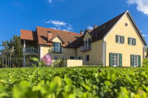 a large house with a yard in front of it at Moor-Rosl Apartmenthotel in Gamlitz