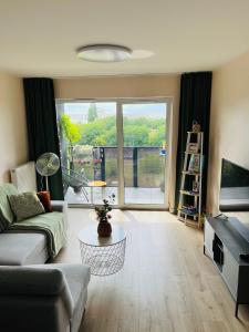 a living room with a couch and a table at Malta Lake - Apartment in Poznań +17 photos