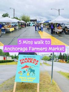 a sign in front of an antelope farmers market at Alaska Townhouse Getaway: Anchorage Cozy Retreat - Close to Downtown in Anchorage