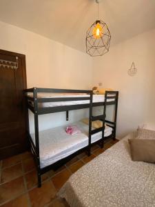 Cette chambre comprend deux lits superposés et une lampe. dans l'établissement Cortijo Peña Blanca, à Grenade