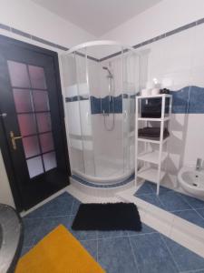 bagno con doccia, lavandino e servizi igienici di CA' DEL LAGO a Cannobio