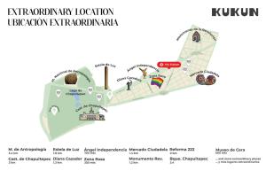 Un mapa del Museo de Antropología Kiryat Oculán en Casa Reforma by Kukun, en Ciudad de México