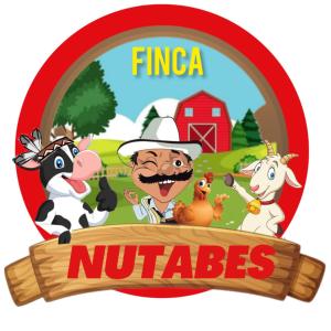 un cartel con un agricultor y animales en la explotación en Finca Hotel Nutabes, en San Pedro